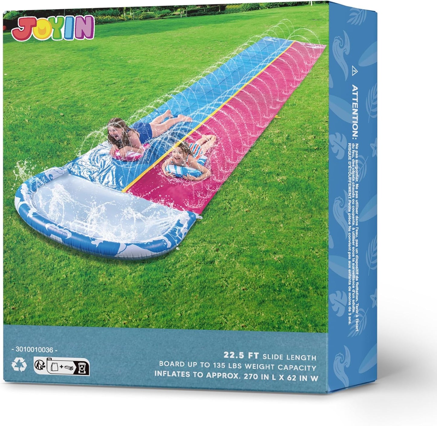 Wasserrutsche mit Bodyboards, 685,8 cm Blau, Rosa