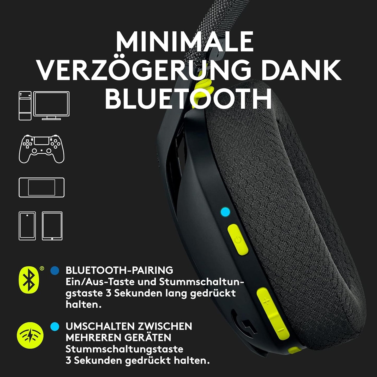 G435 Lightspeed Gaming Headset, Schwarz G435 | +18 Stunden-Akku