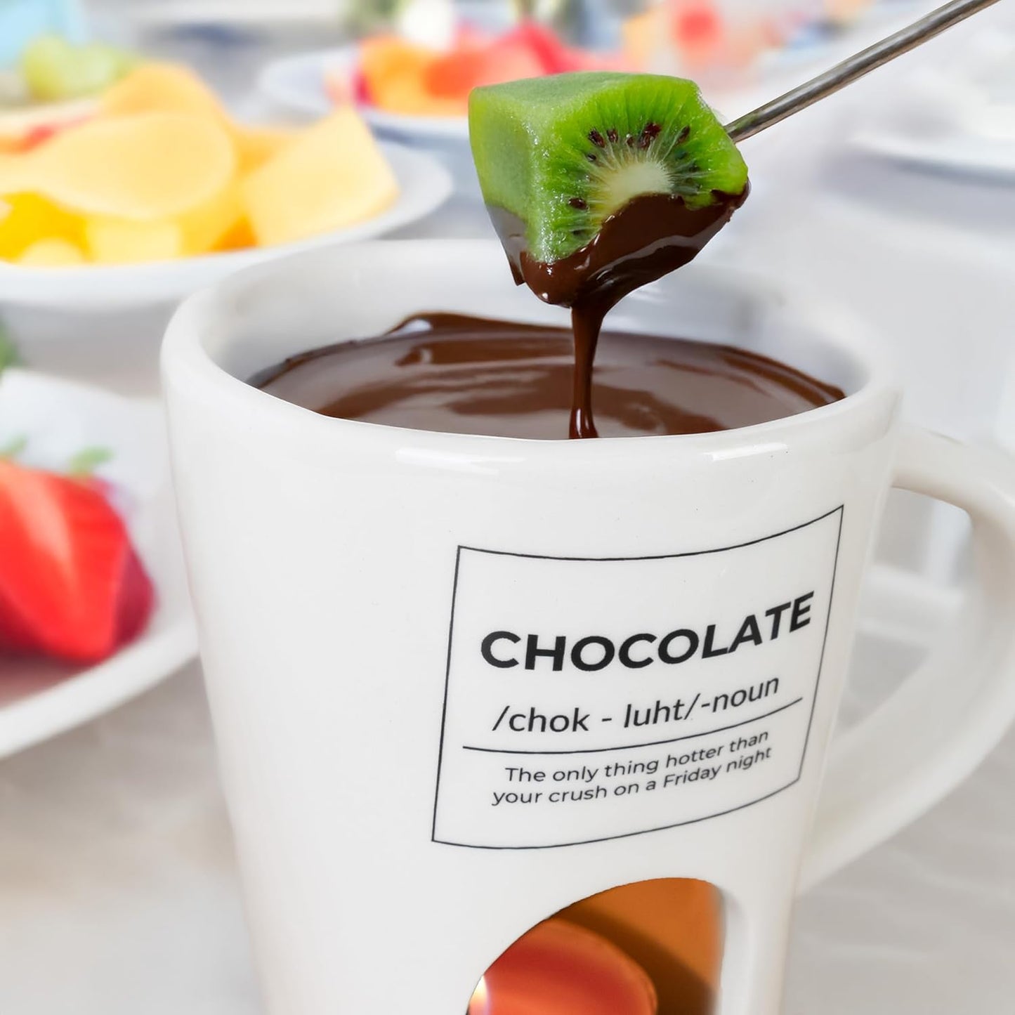 Fondue-Tasse für Schokolade und Käse, Chocolate, Weiß