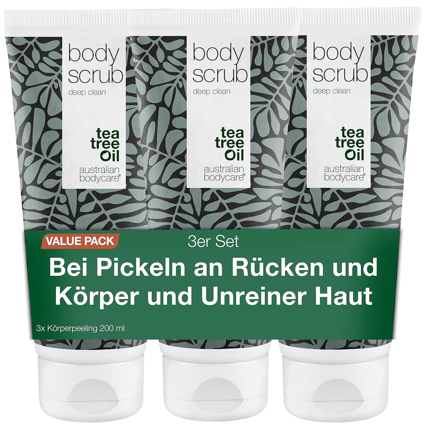3x Körperpeeling 200ml mit Teebaumöl, Teebaumöl 600 ml (1er Pack)