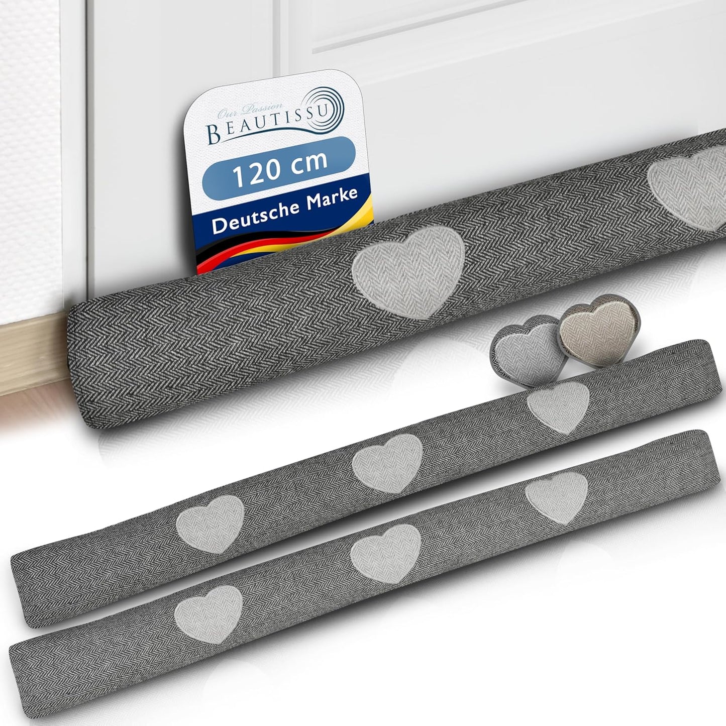 2-teiliges Zugluftstopper Set, 120cm Länge Anthrazit