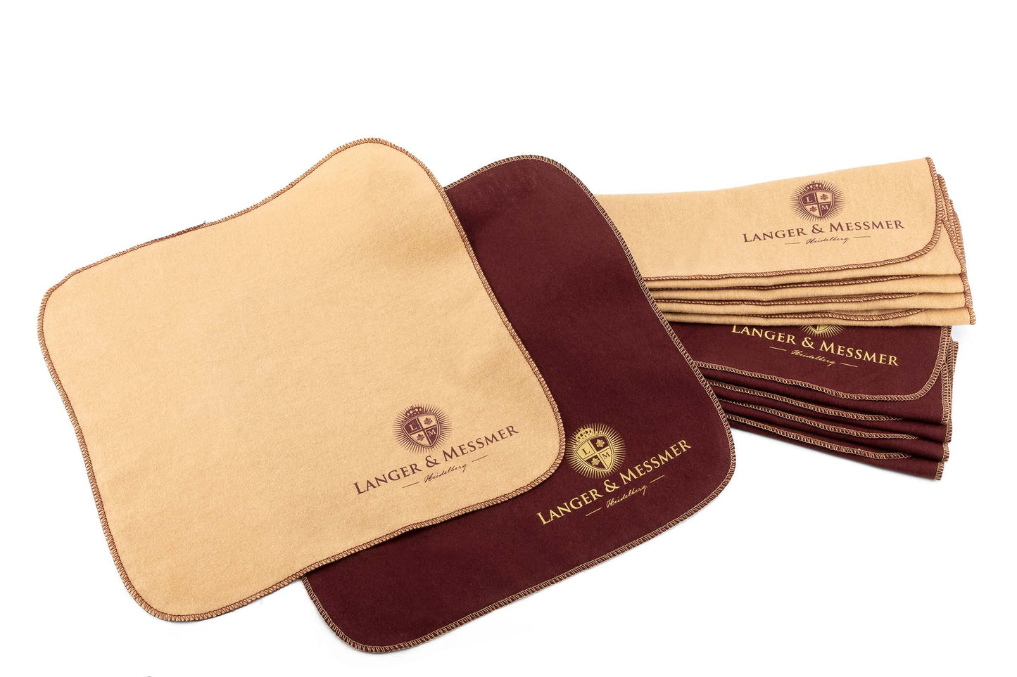 10er-Set Poliertücher für Glattlederpflege, 10er Set Beige / Bordeaux