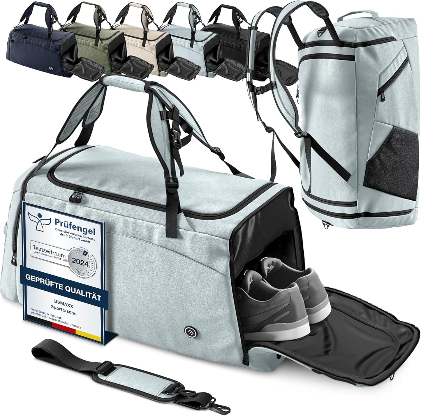 Sporttasche mit Rucksackfunktion und Nassfach, 60 L Sage