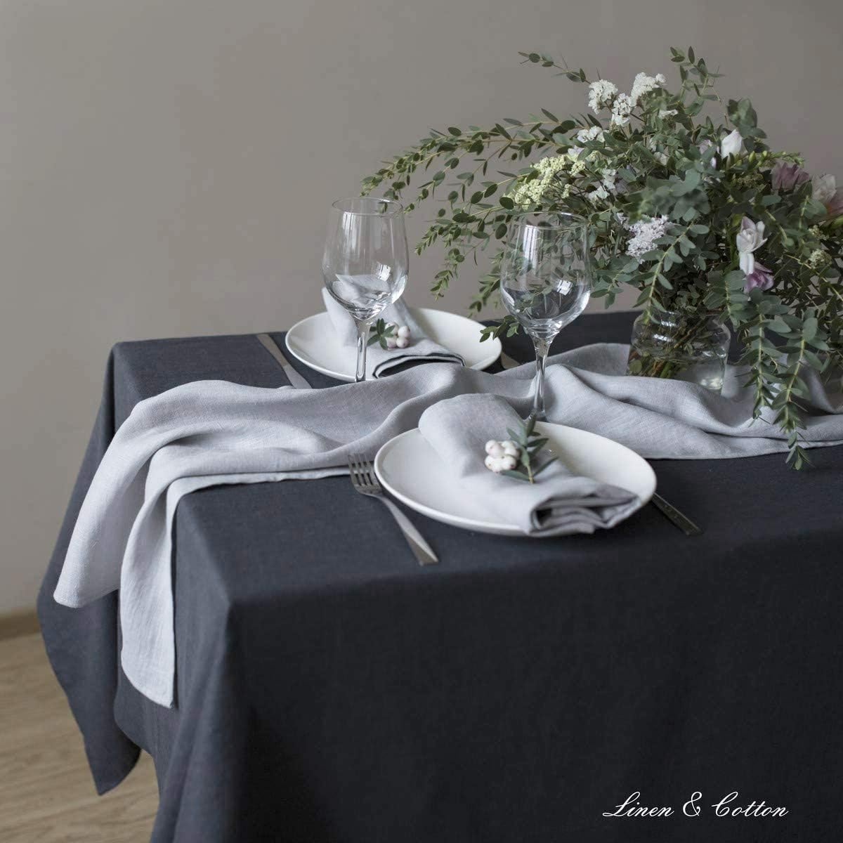 4-teiliges Stoffservietten-Set Hygge, Hellgrau/ Grau Servietten - 32 x 32cm