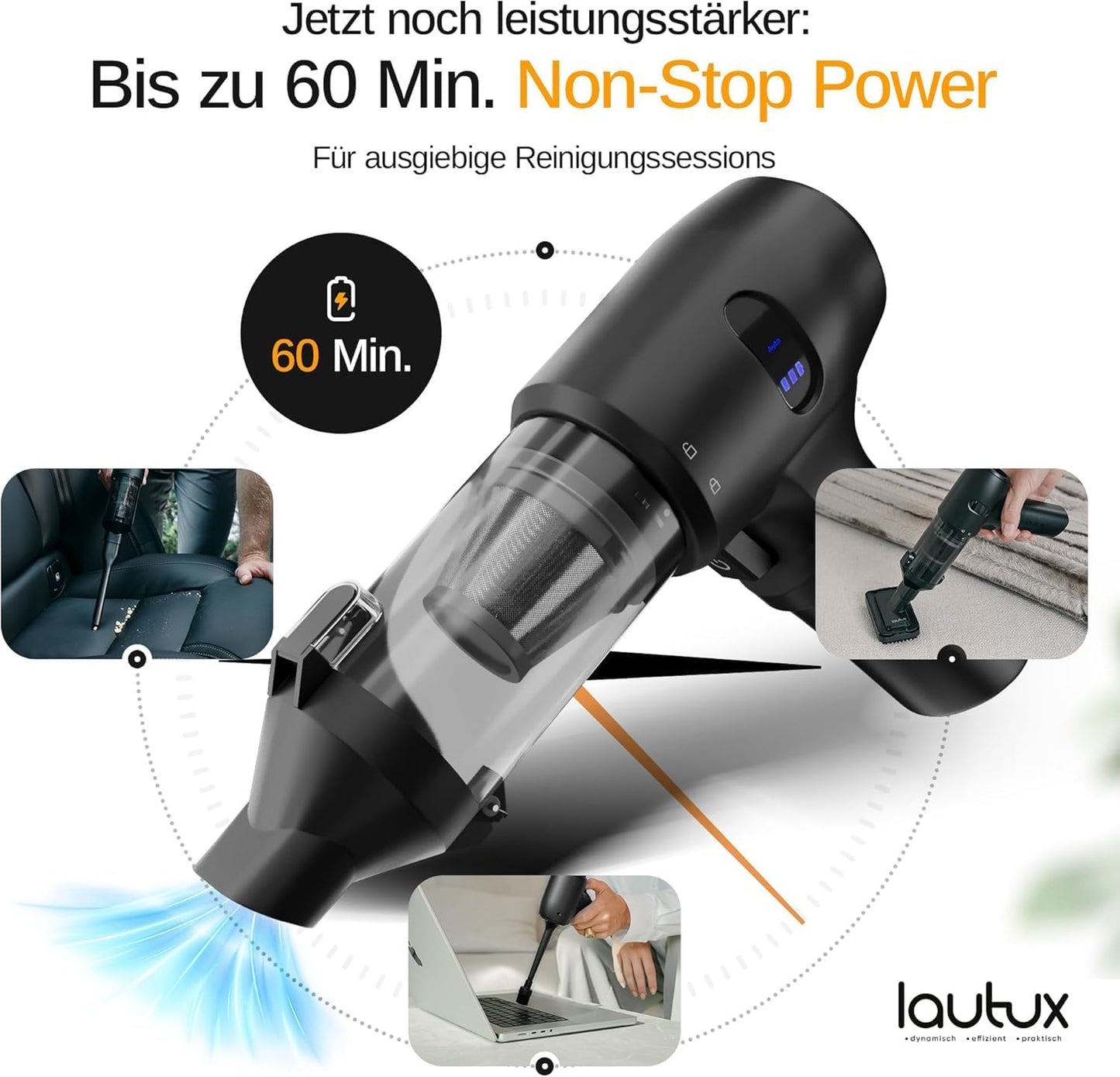 Turbotastic Pro 2 Handstaubsauger mit HEPA-Filter, Himmelblau Premium Set