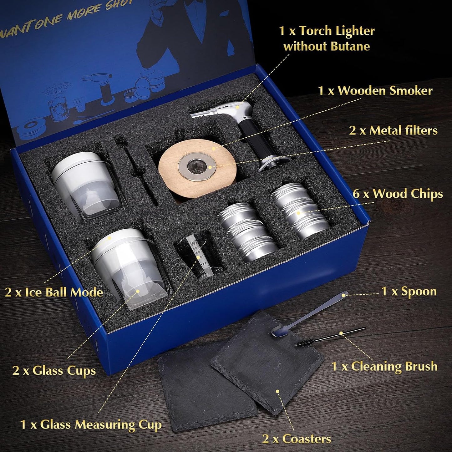 Cocktail Smoker Kit mit 6 Holzchips und Taschenlampe