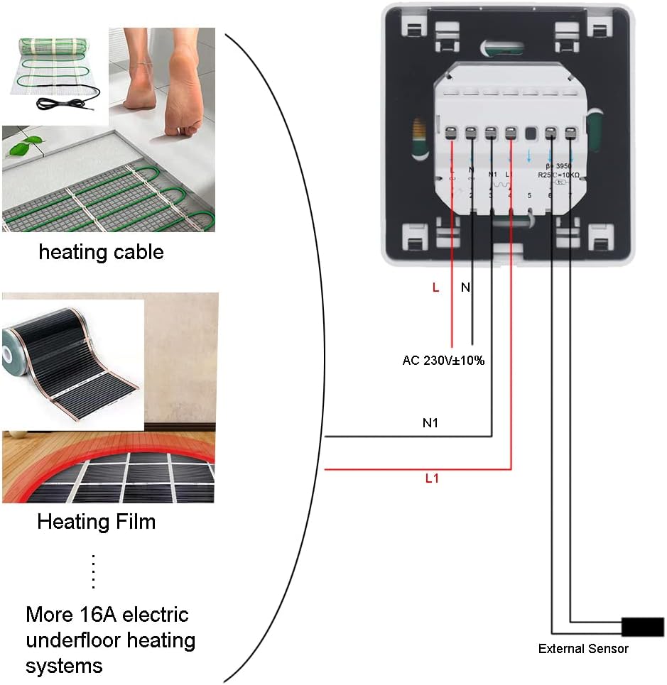 Thermostat Fussbodenheizung, 16A Elektrische Fussbodenheizung