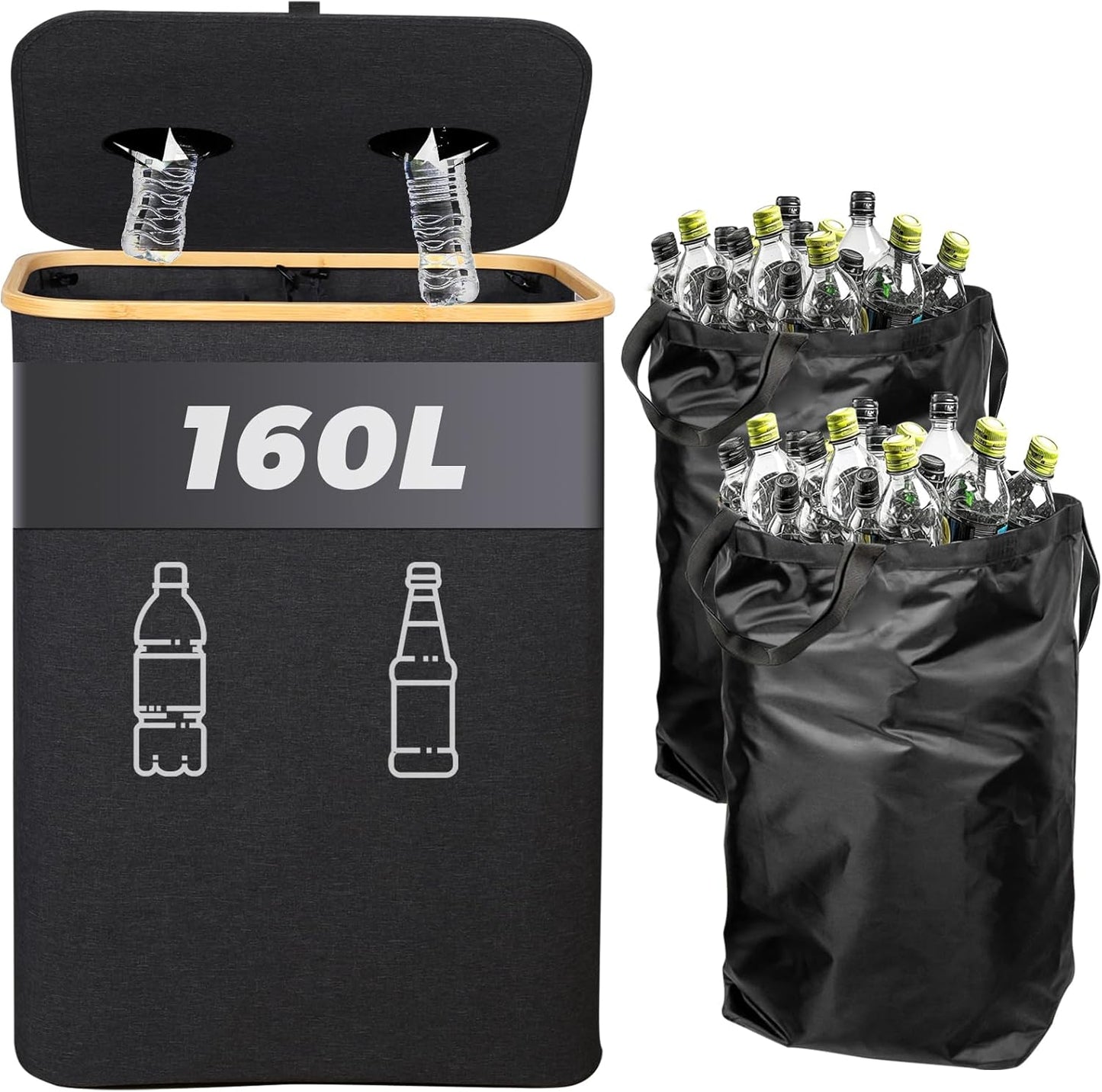 Pfandflaschen Sammelbehälter, Schwarz 160L