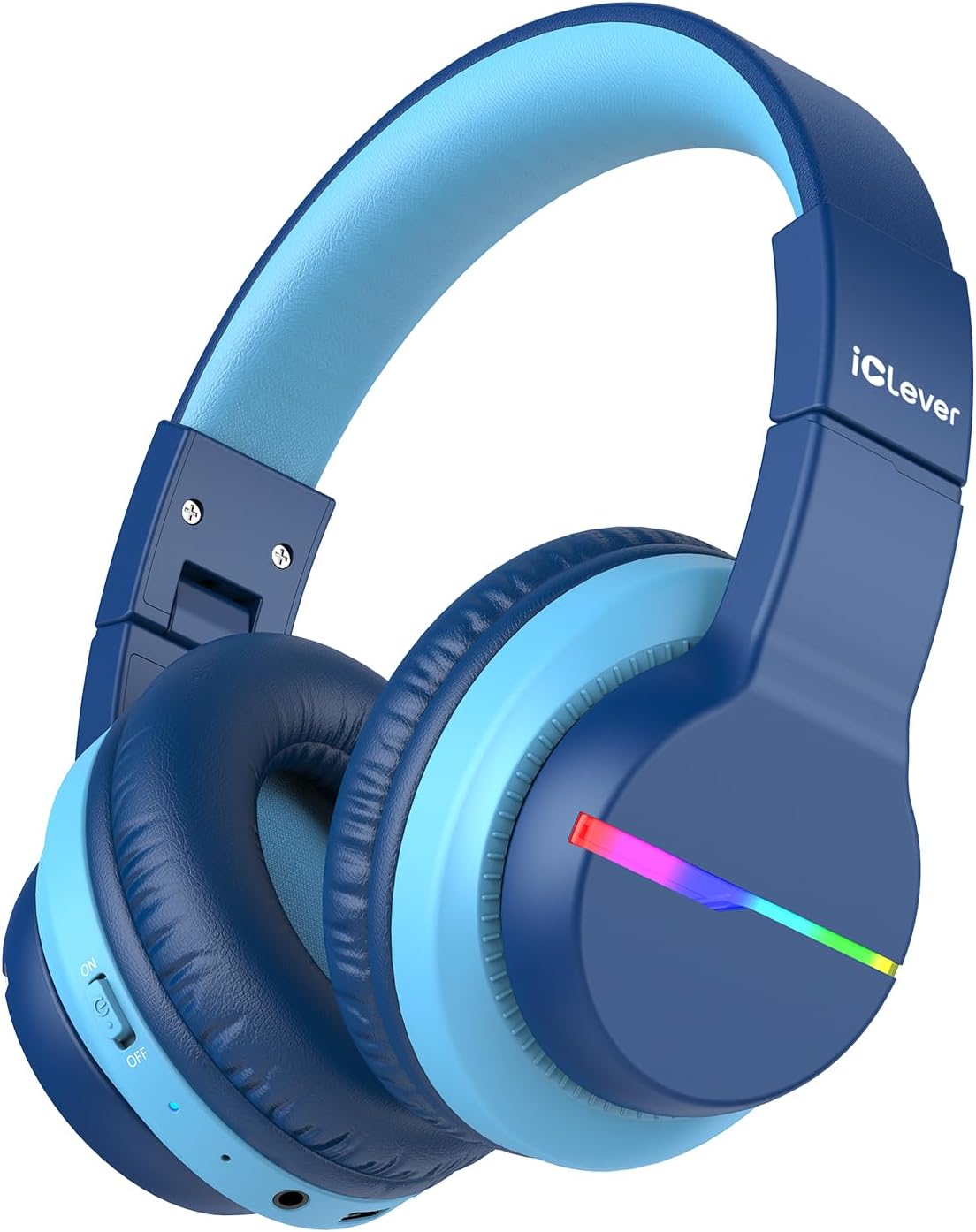 Bluetooth-Kinderkopfhörer mit LED-Leuchten, Blau