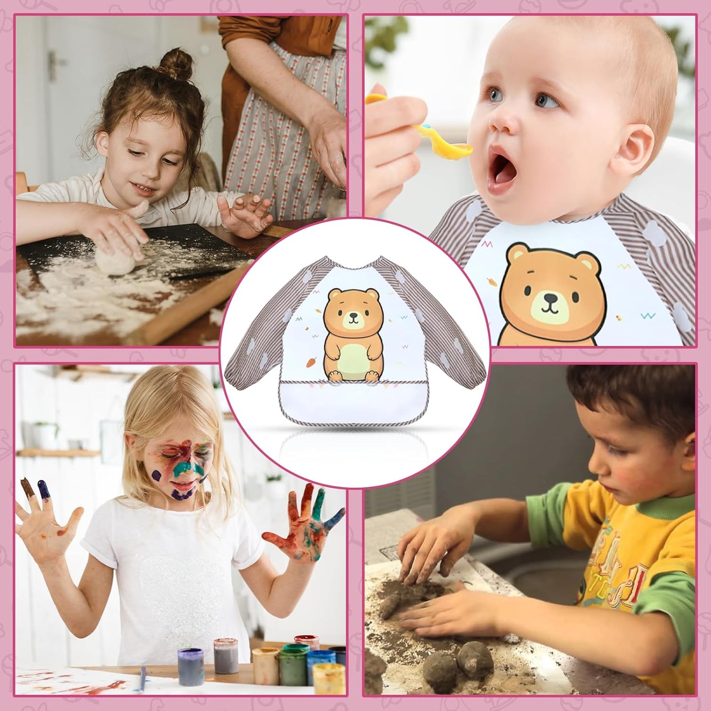 11-teiliges Kindergeschirrset mit Saugnapf, Rosa