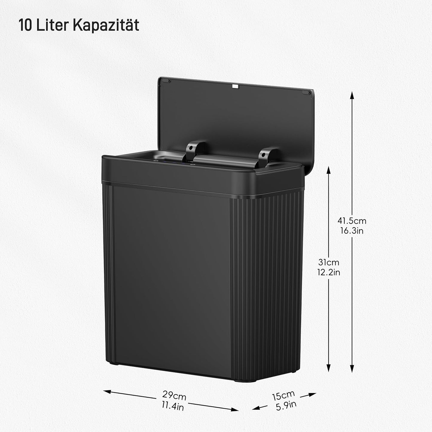 Brio Mülleimer mit Bewegungssensor, wasserdicht, Brio 10L-Schwarz