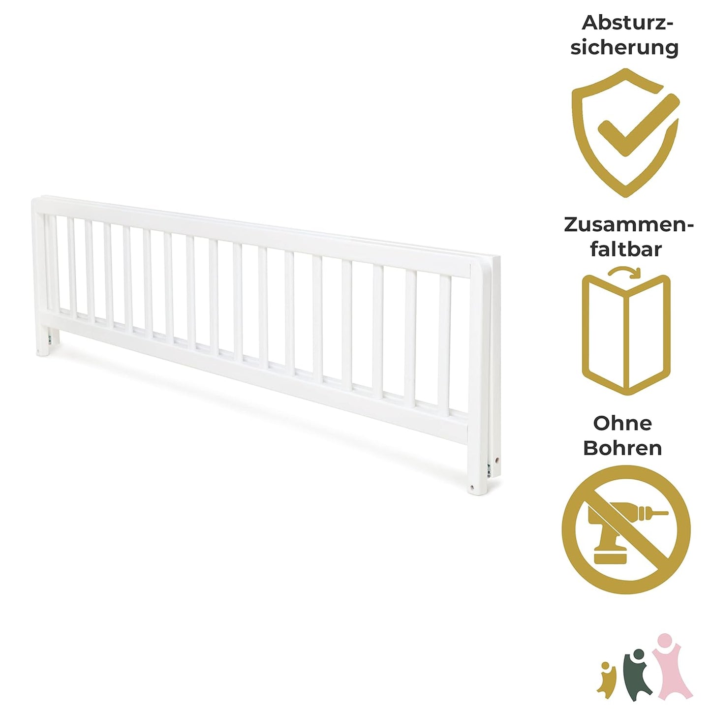 Bettschutzgitter, Weiss, 140 cm