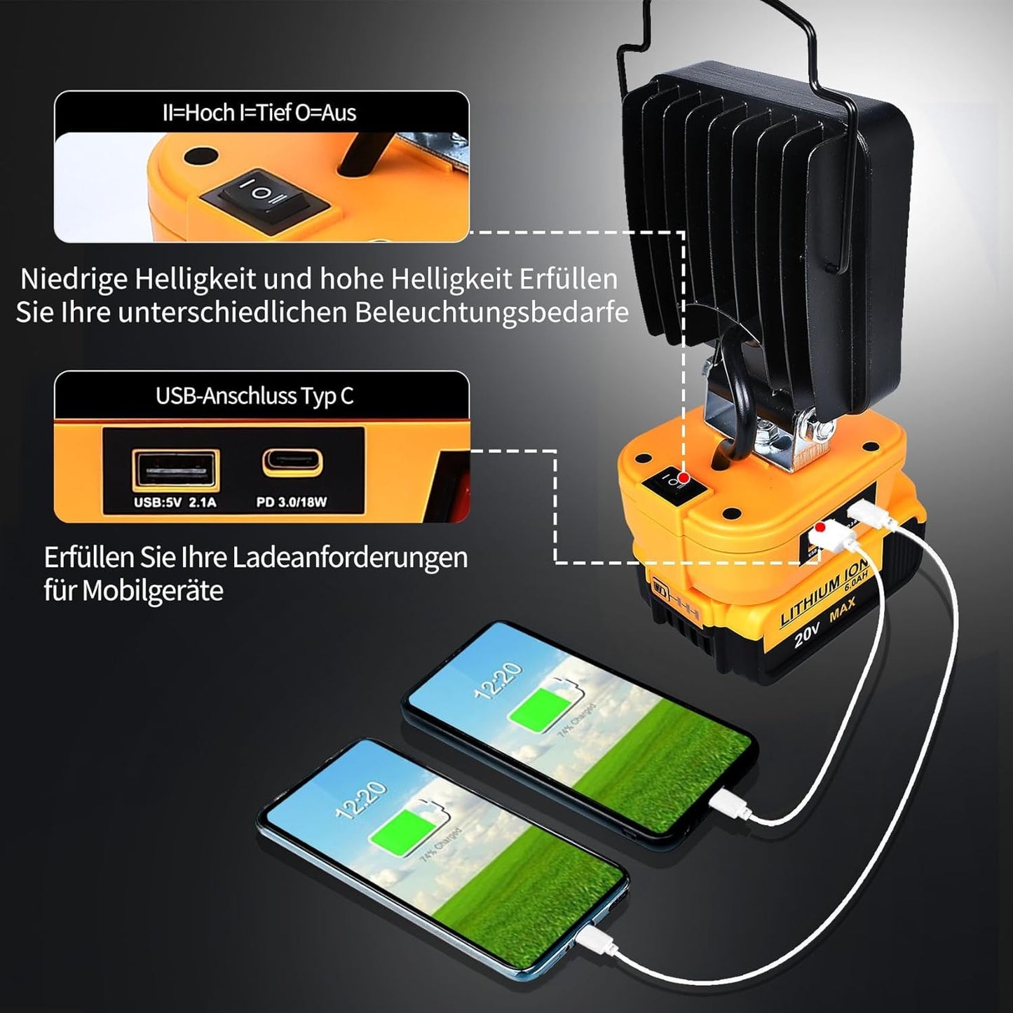 LED Arbeitsleuchte für Dewalt, NDWZFDTS4IN