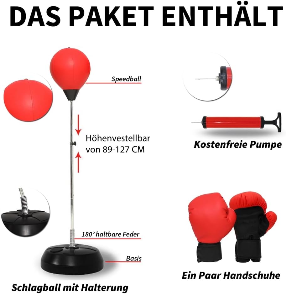 Standboxsack mit Boxhandschuhen und Pumpe