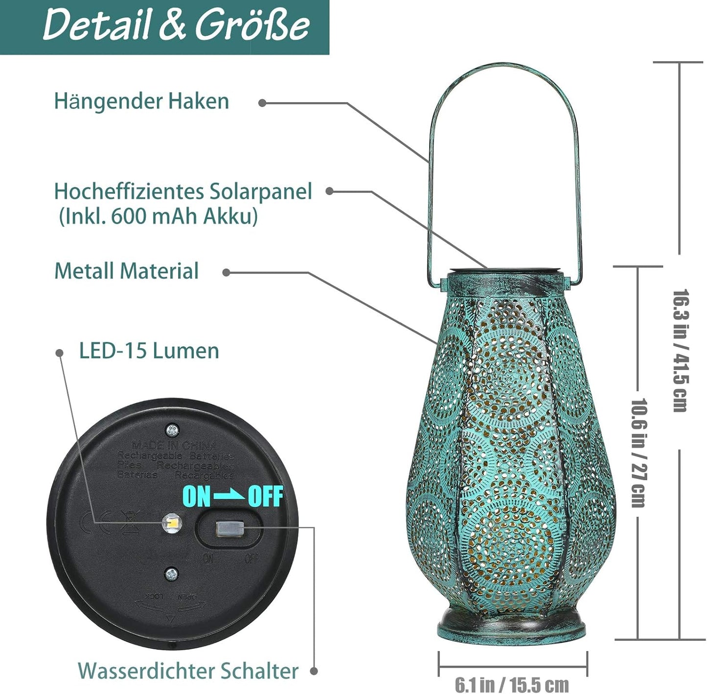 Solarlaterne, Türkis Gross x 1