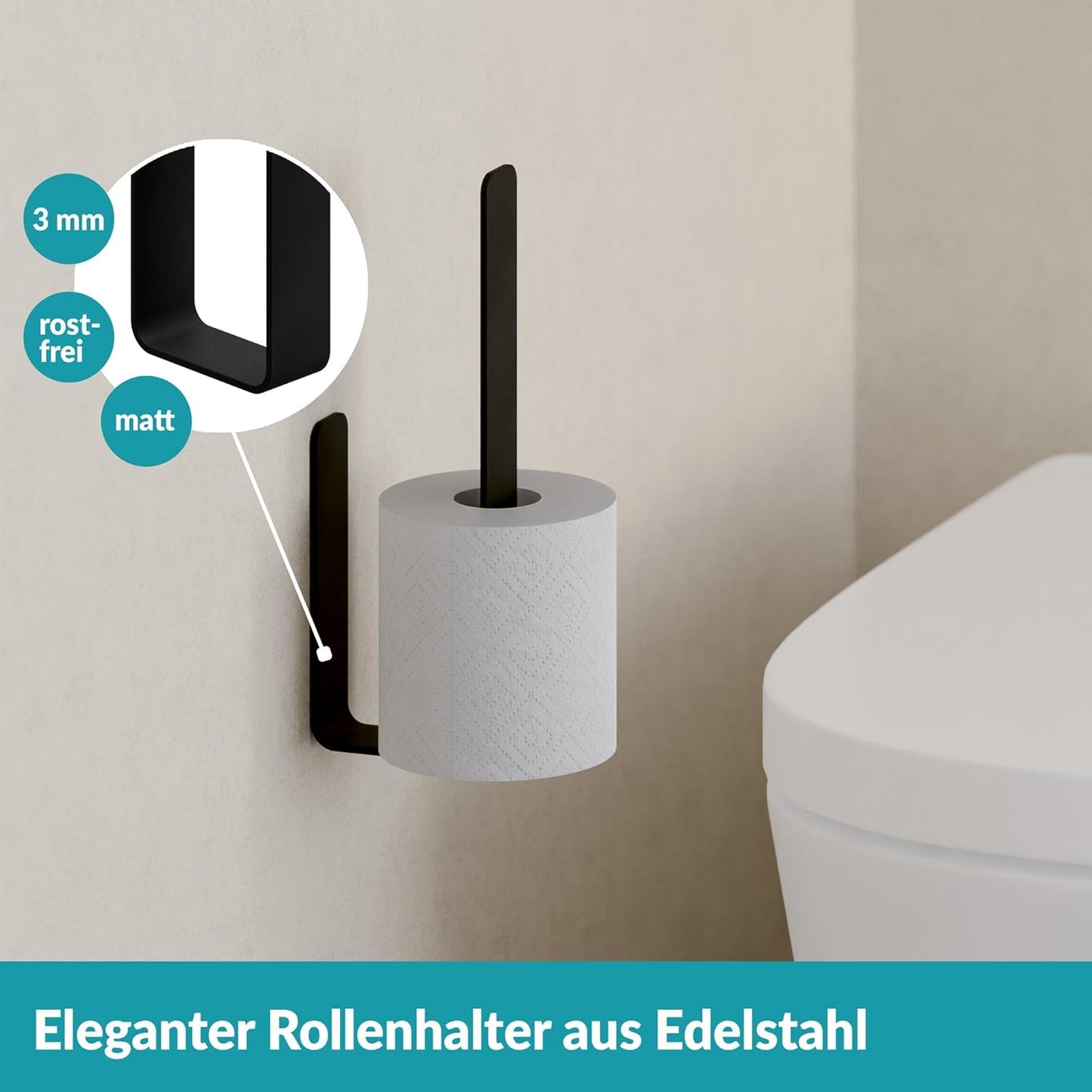 Toilettenpapierhalter, Schwarz Ersatzrollenhalter