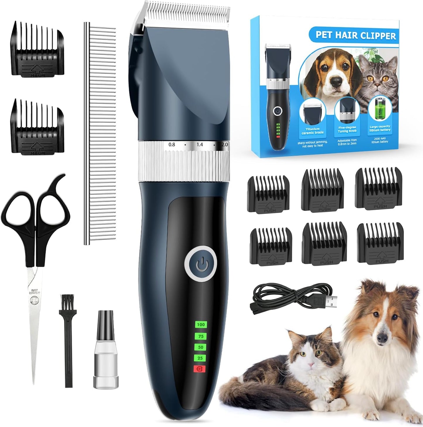 14-teiliges Hundeschermaschinen-Set, Blau
