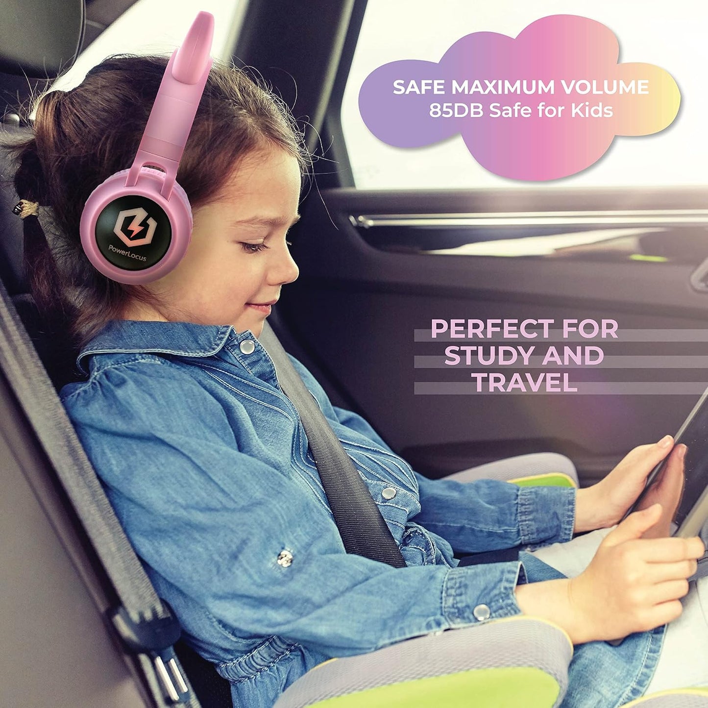 Bluetooth Kinderkopfhörer mit LED Katzenohren, Rosa