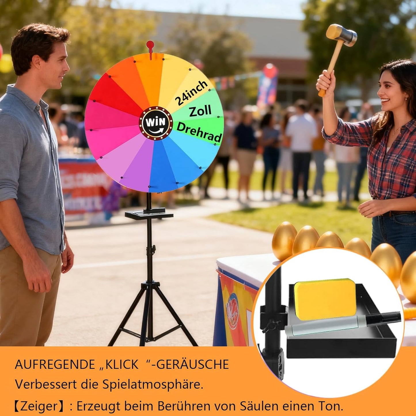 Drehbares Glücksrad mit verstellbarem Ständer