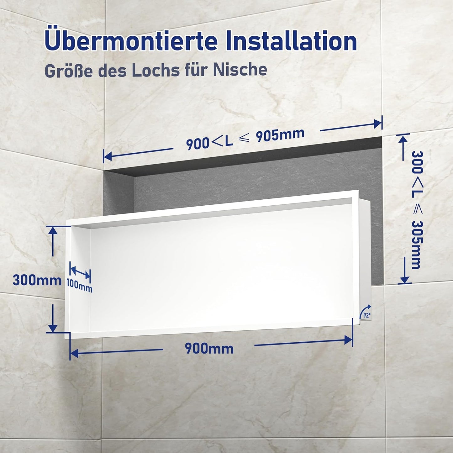 Duschnische, Weiss 90 x 30 x 10 cm