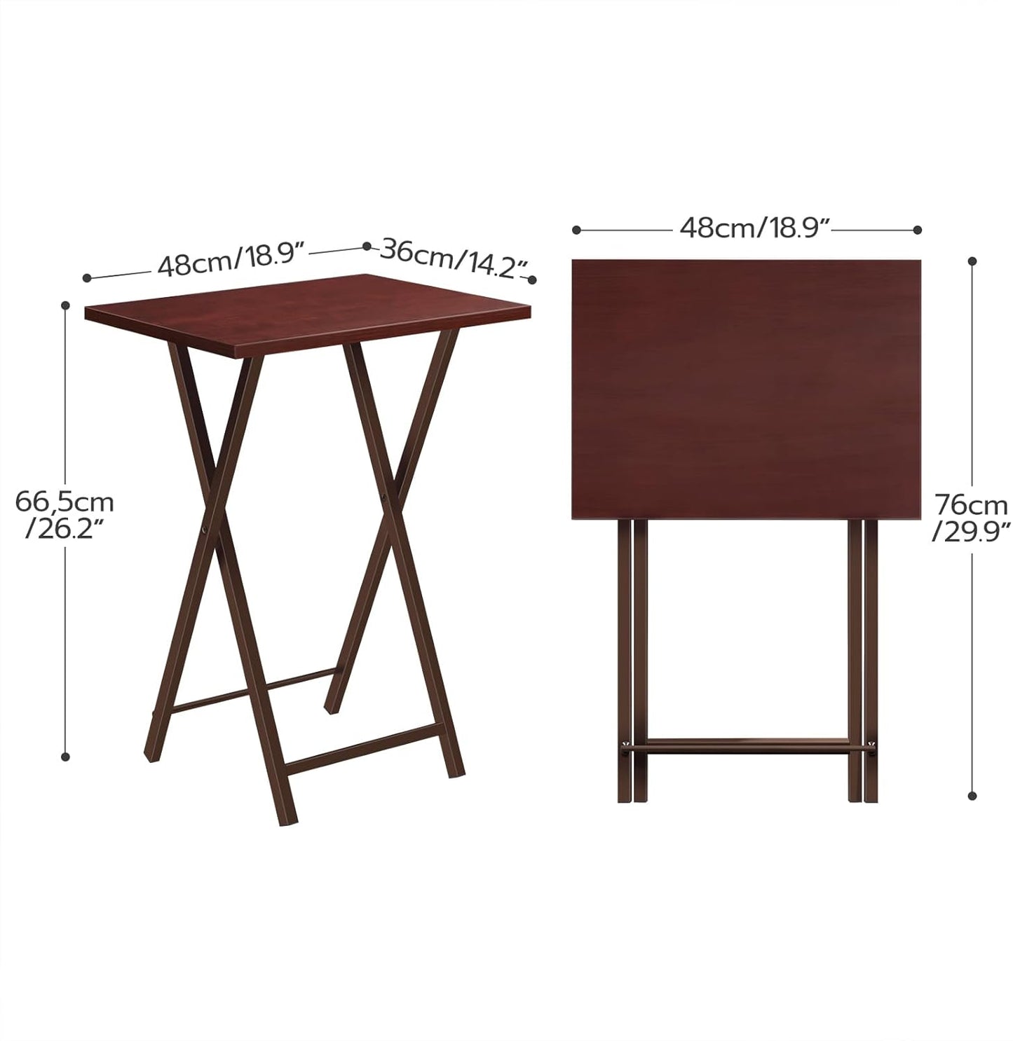 Klapptisch-Set im Industriestil, Rotbraun