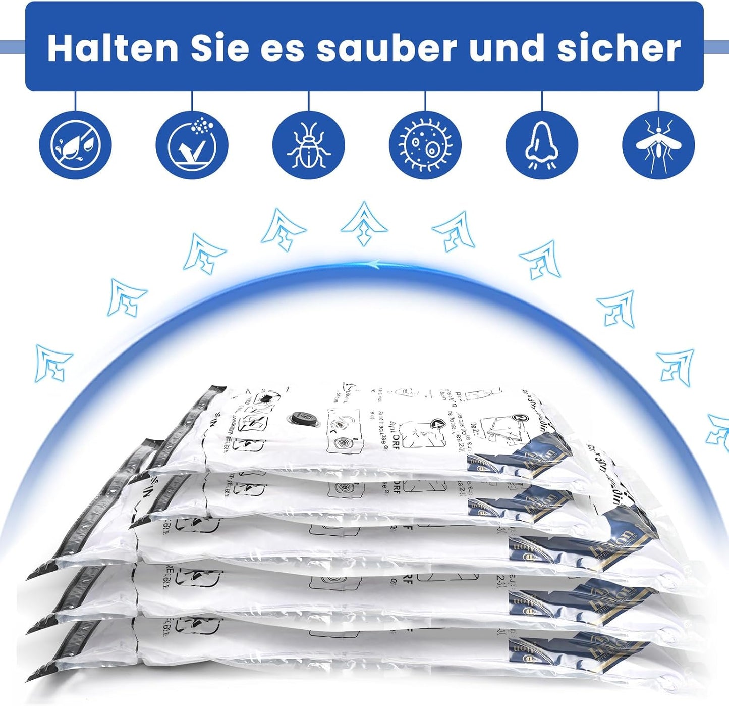 Vakuumbeutel 5er-Set für Kleidung, 5 Stück-XXL