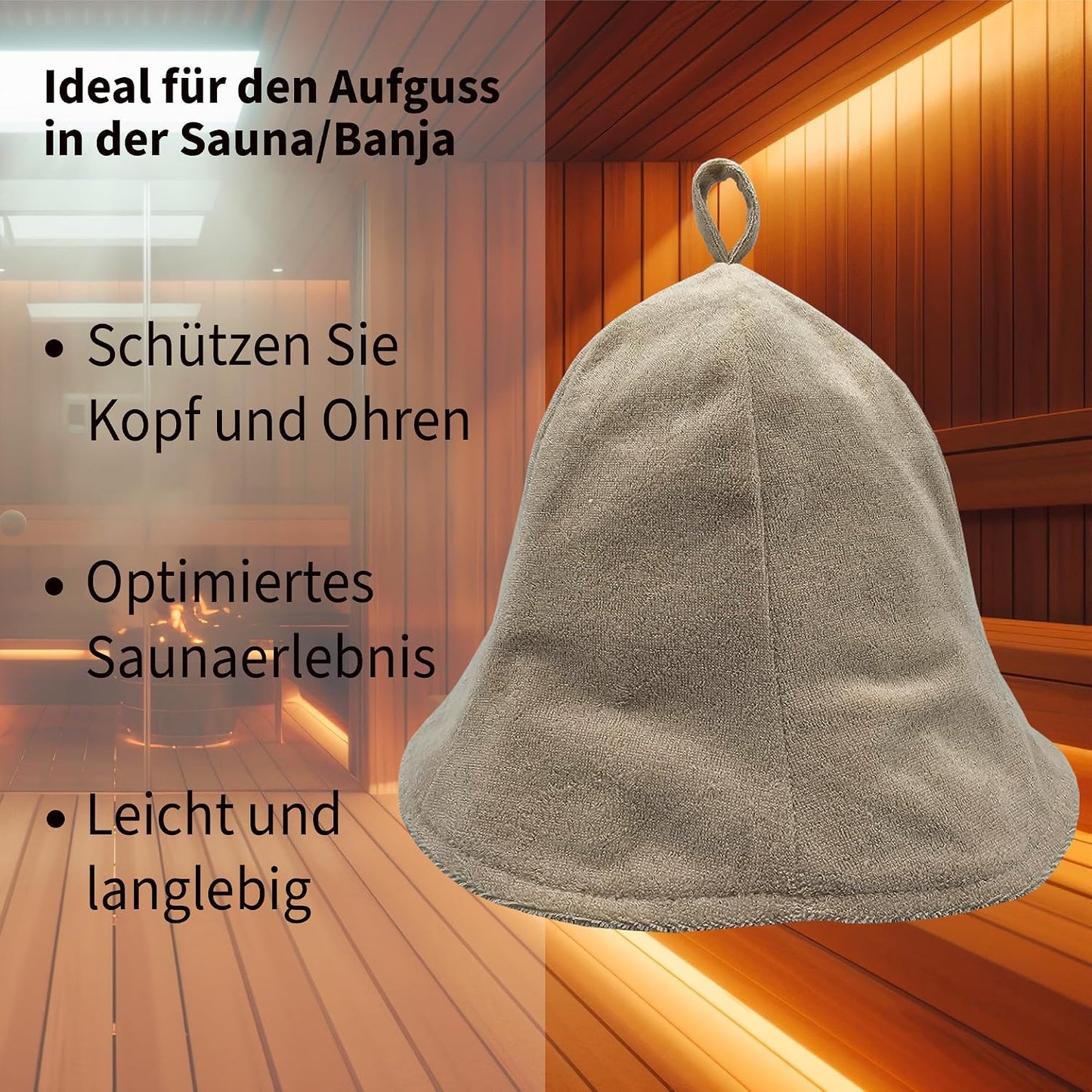 Damen Saunahut aus Weicher Frottee, Beige