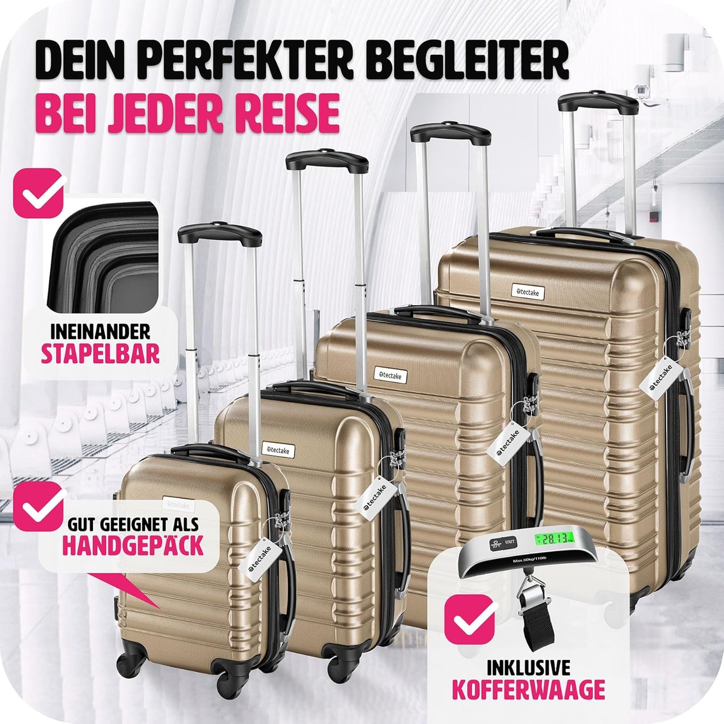 Mila Hartschalenkoffer Set, Champagner
