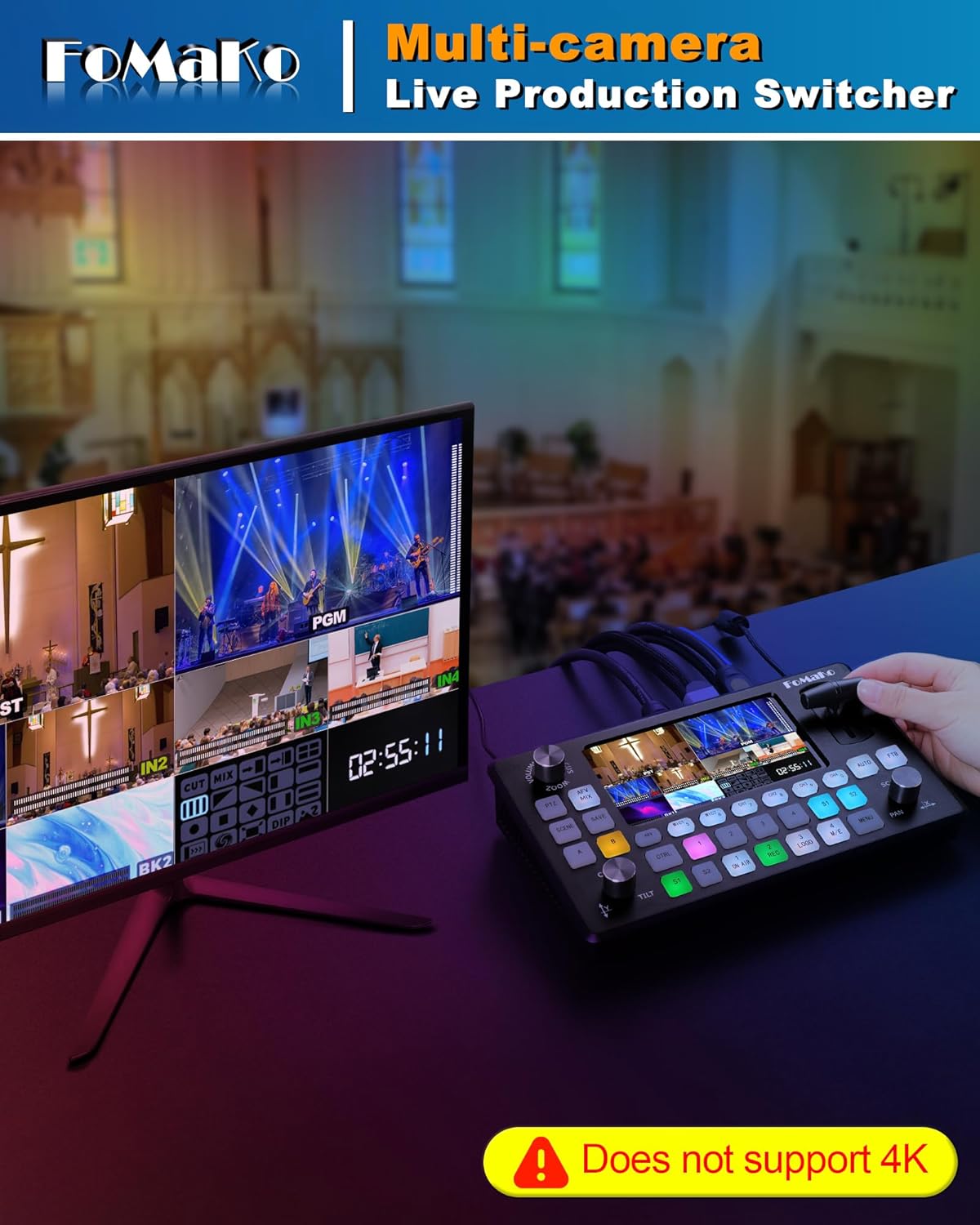 Video Mixer Switcher mit PTZ-Steuerung, 1080P 60FPS HDMI Video Switcher
