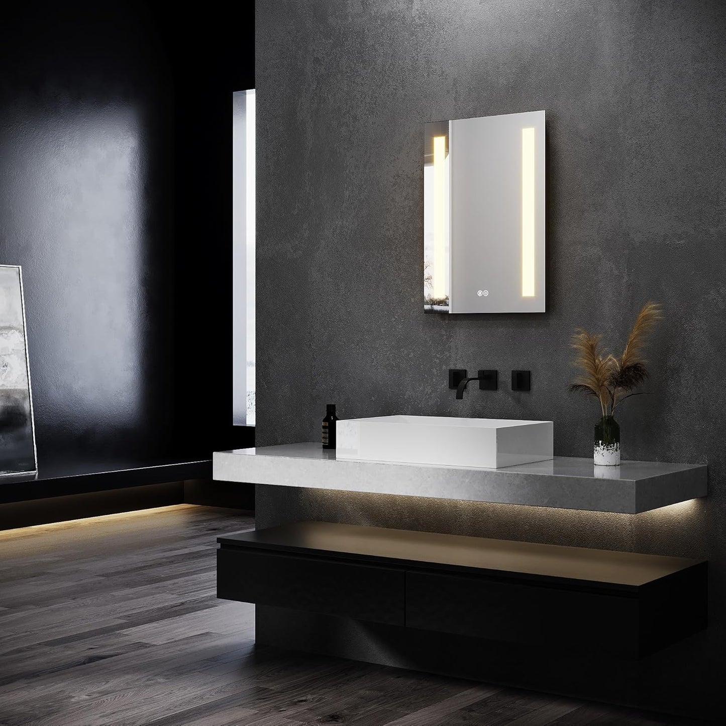 Badspiegel mit LED-Beleuchtung und Touch-Schalter, 70L x 50B cm Weiss-6