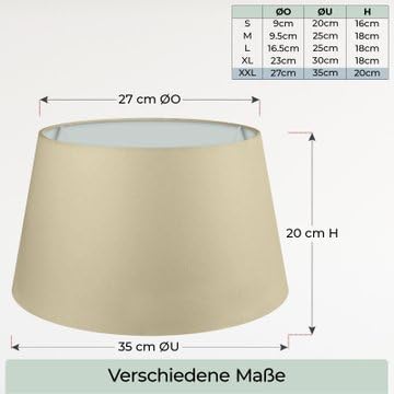 Lampenschirm, 35 cm, Beige XXL = ØU: 35cm | ØO: 27cm | H: 20cm