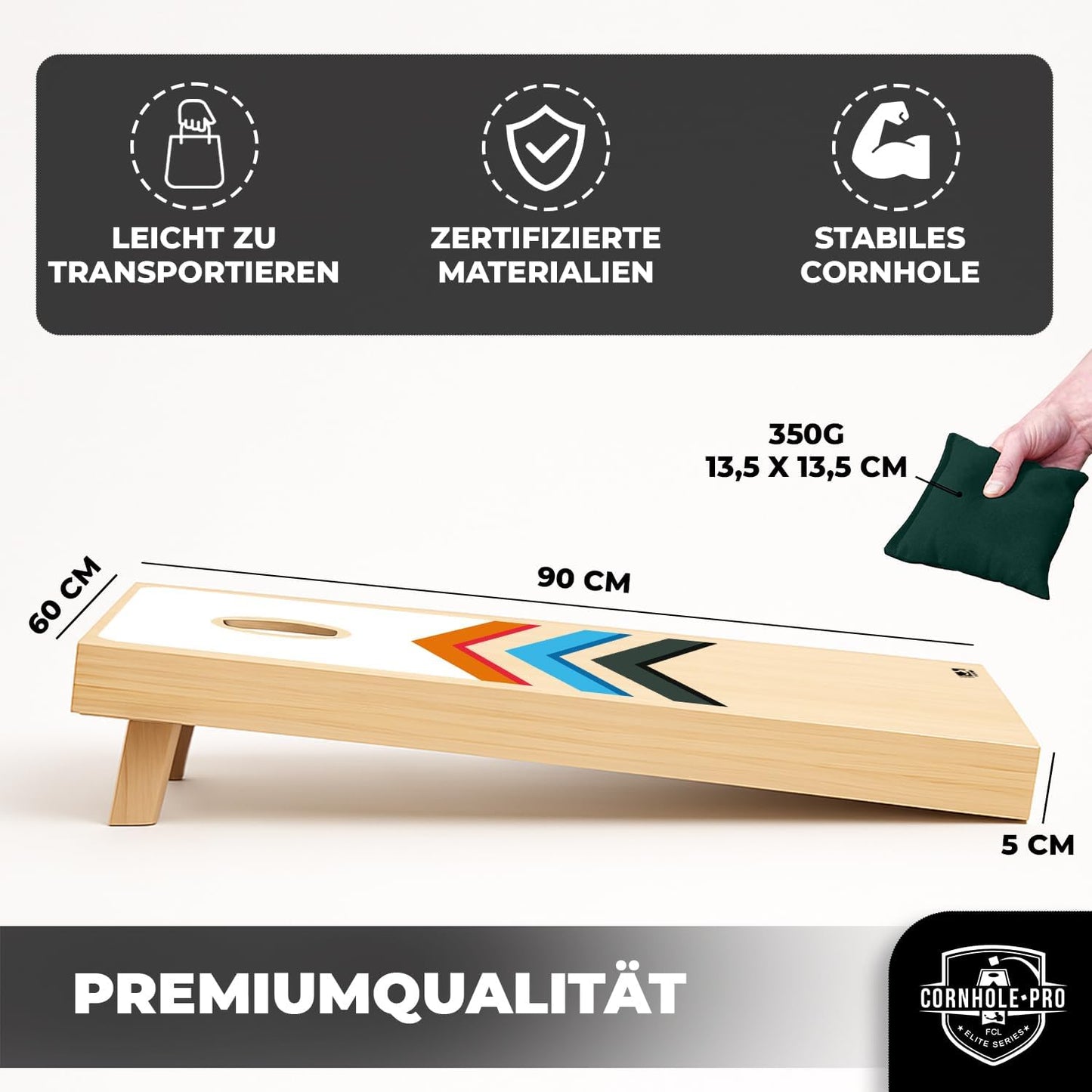 Cornhole-Spielset mit 2 Boards und 8 Säckchen, Cornhole aus Holz Mix