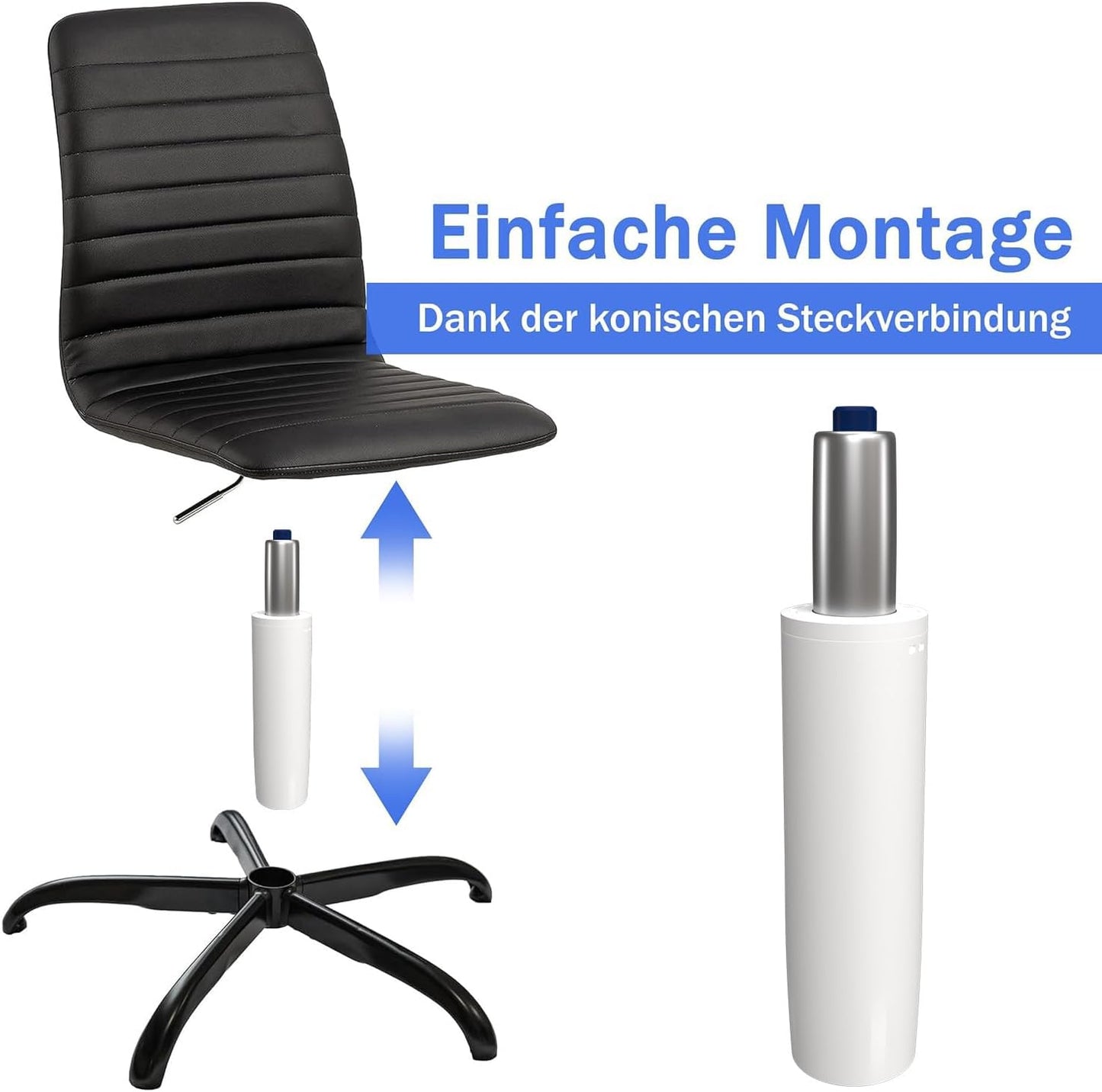 Gasdruckfeder für Bürostuhl, 565 mm Gesamtlänge Weiss