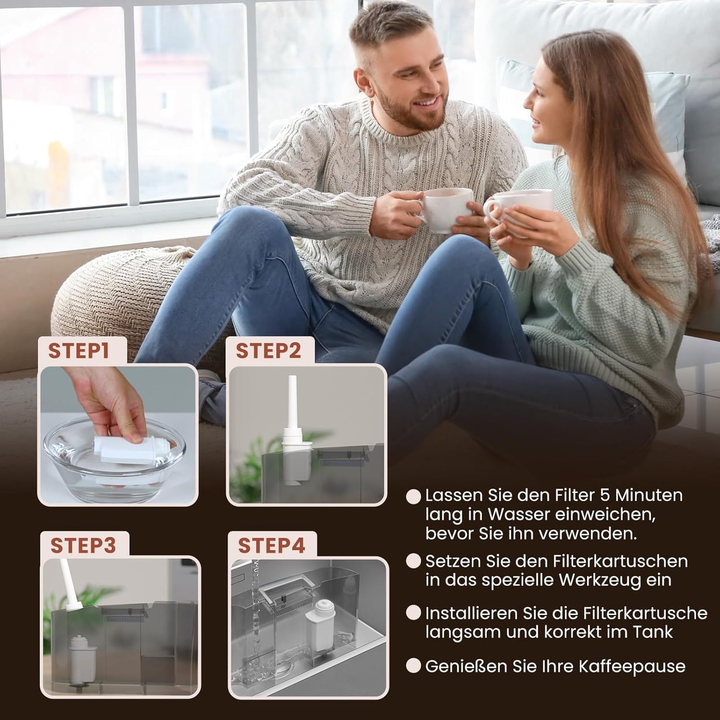 Wasserfilter für Kaffeevollautomaten, 6 Stück, 6 Stück (1er Pack)