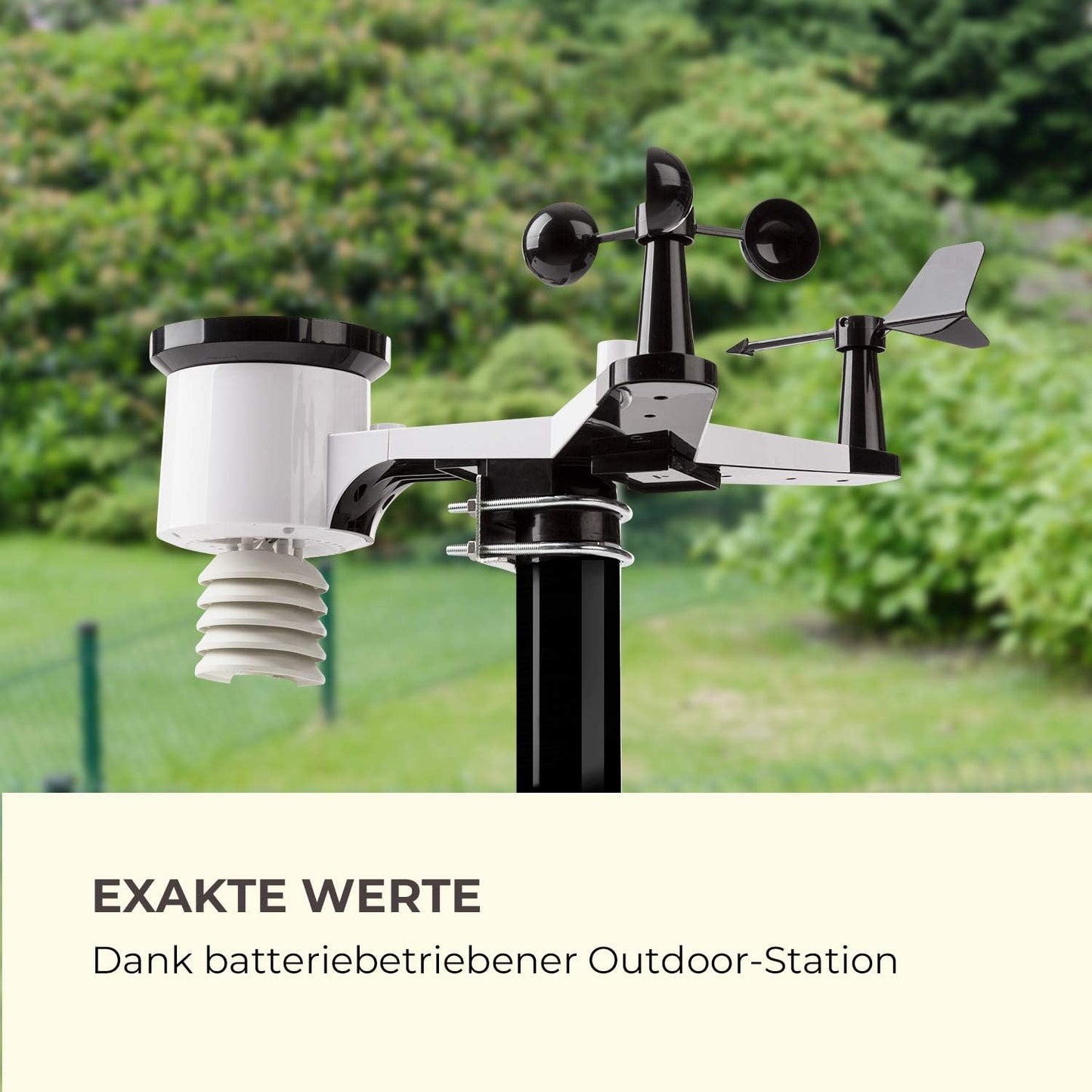 Profi-Wetterstation mit App-Steuerung, schwarz-weiss