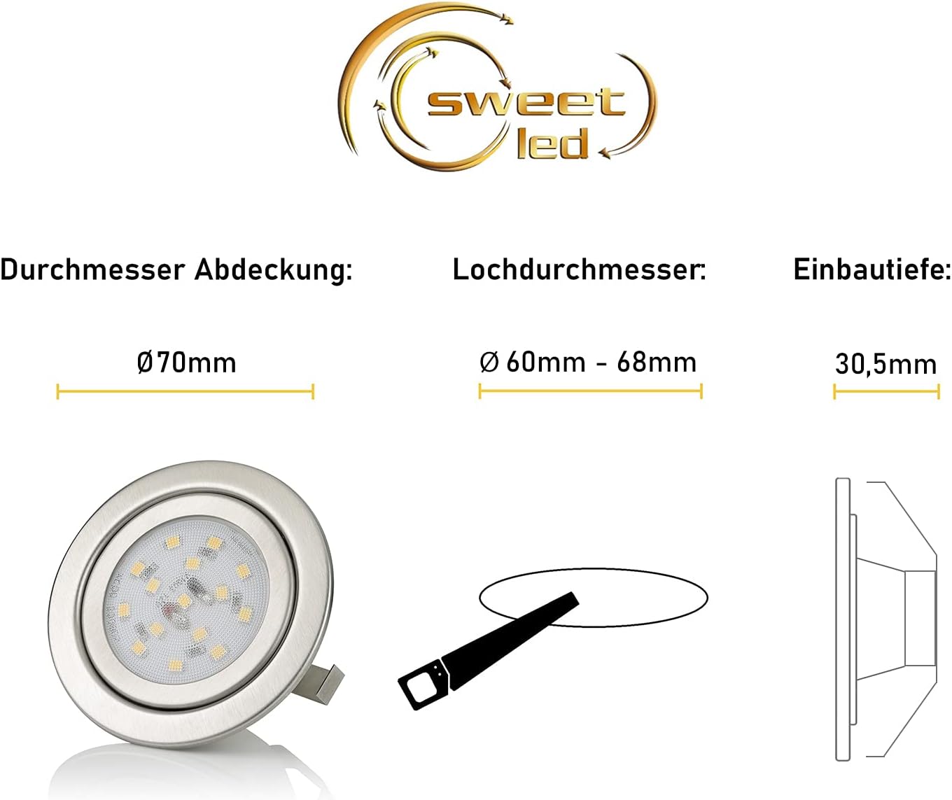4x Möbeleinbaustrahler