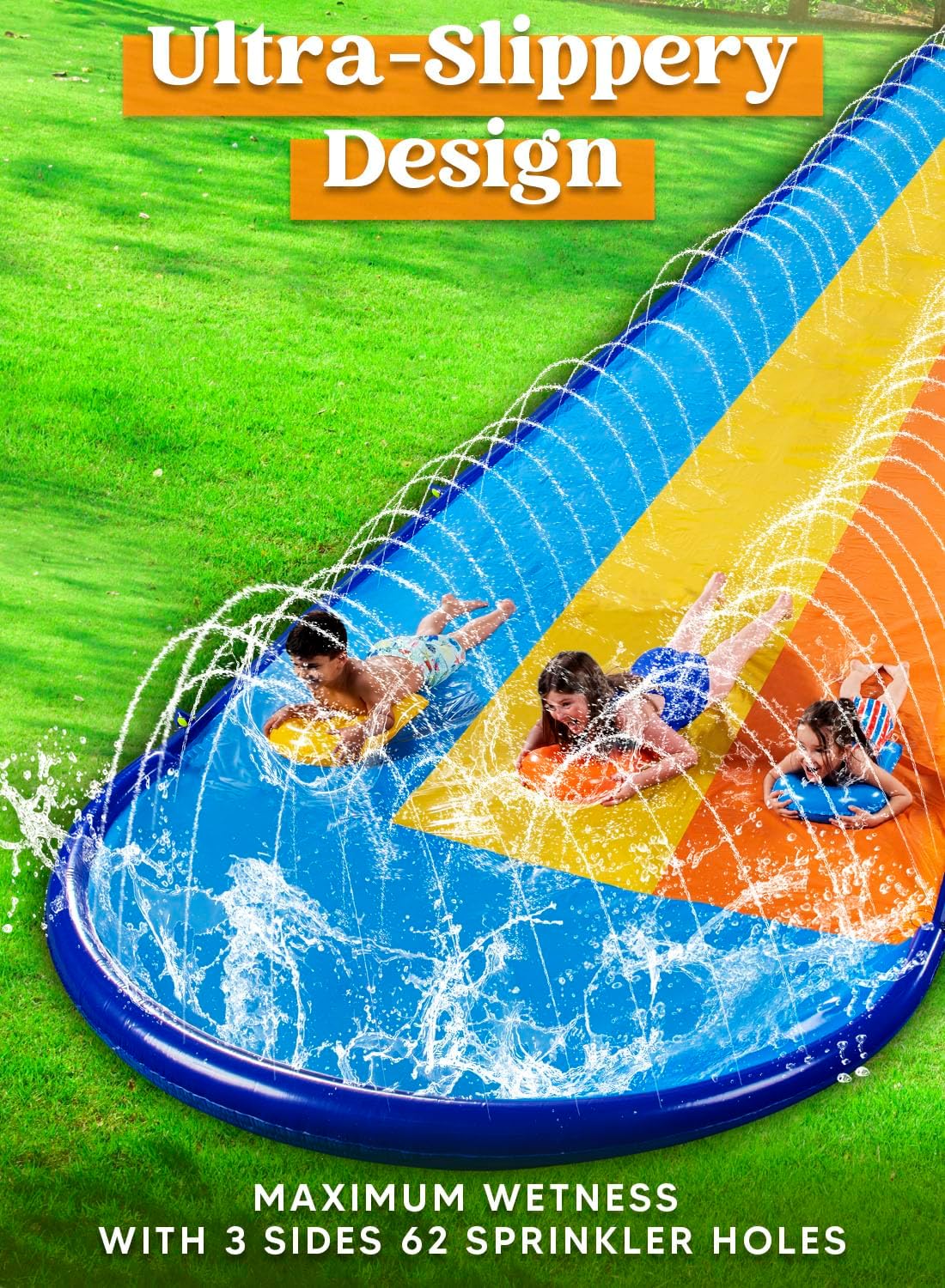 Dreispurige Wasserrutsche mit Bodyboards, 685.8cm