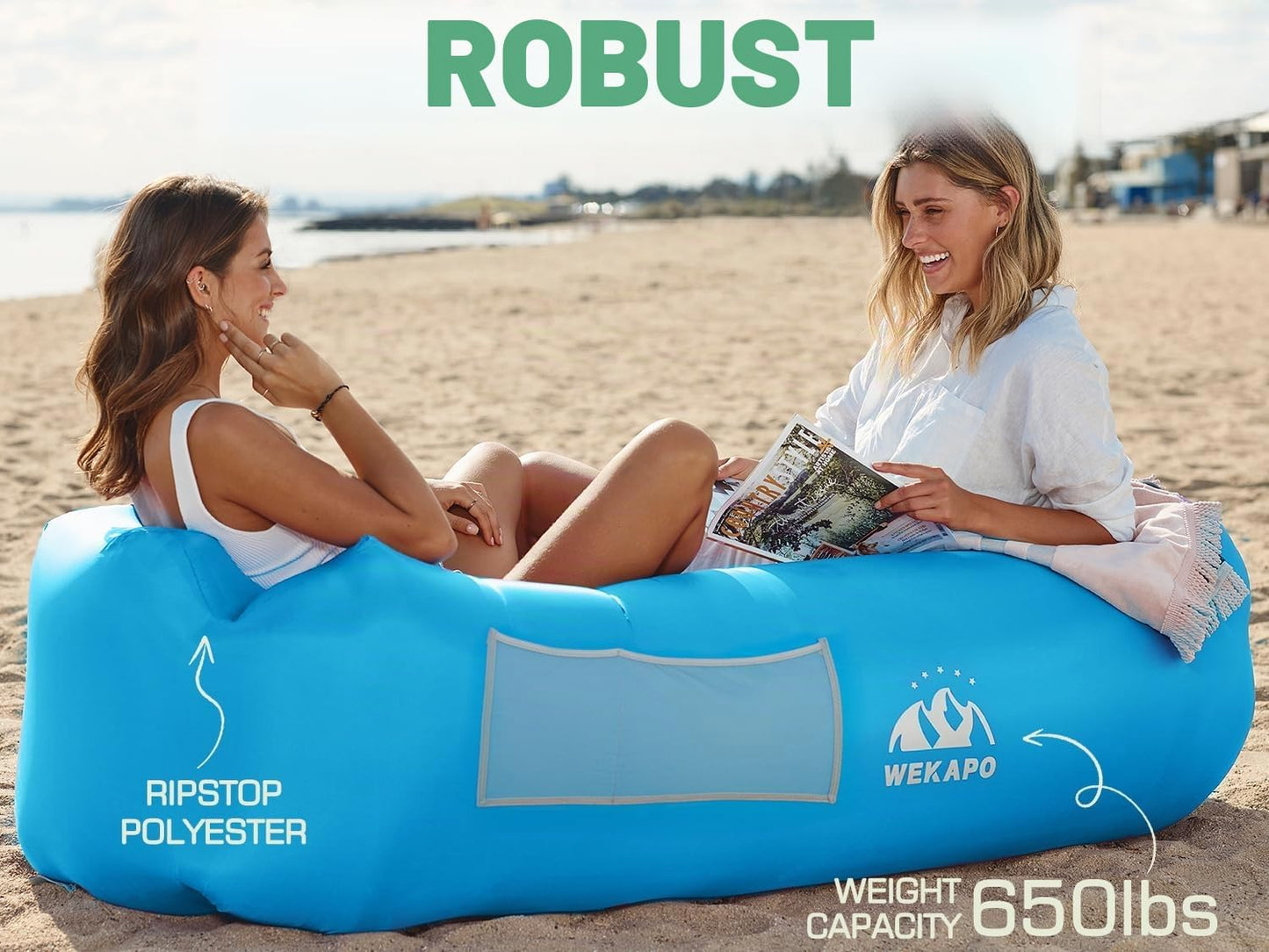 Aufblasbarer Lounger mit Zubehör, Blau