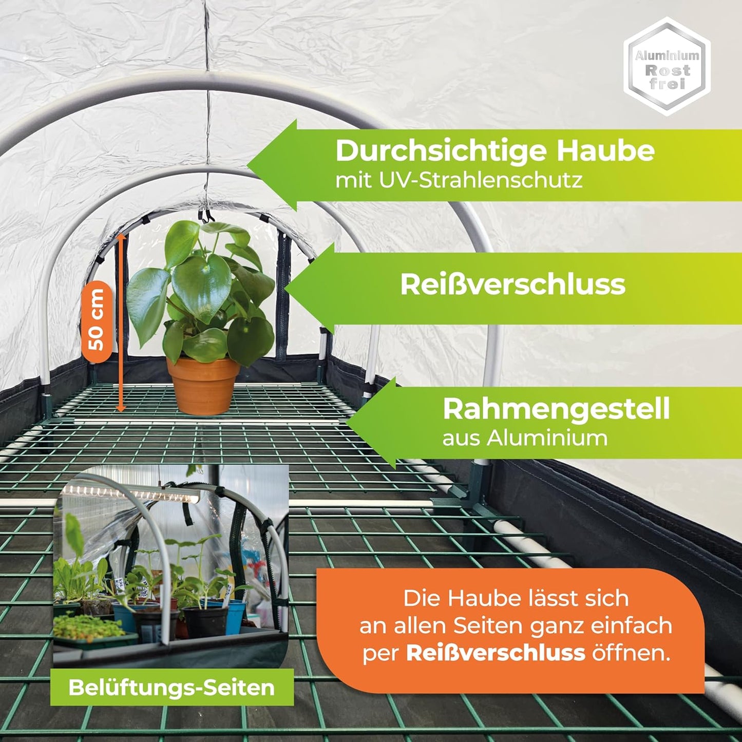 XXL Zimmergewächshaus mit Aluminiumrahmen