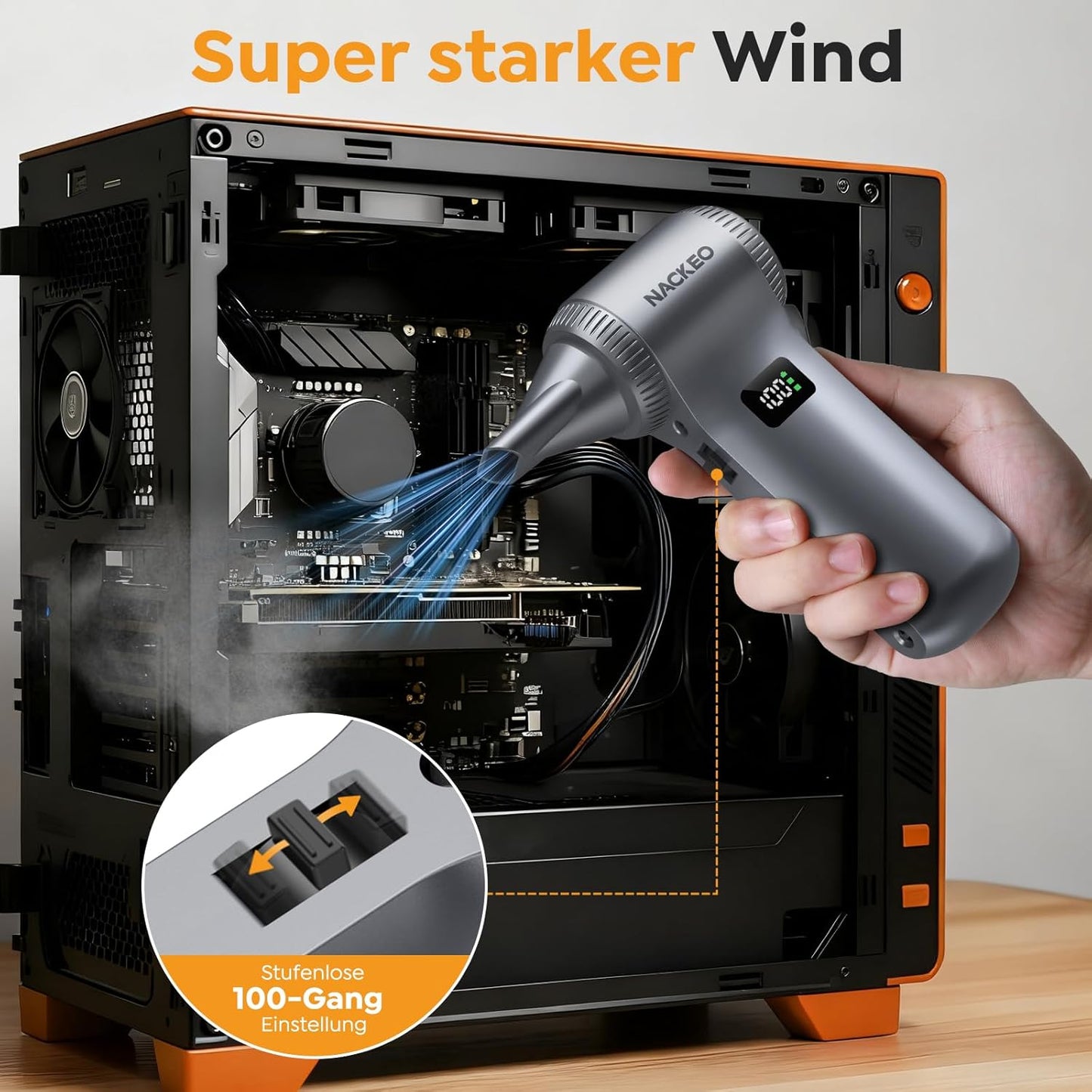 Kabelloses Mini-Luftgebläse mit 10500mAh Akku, 230000 U/min
