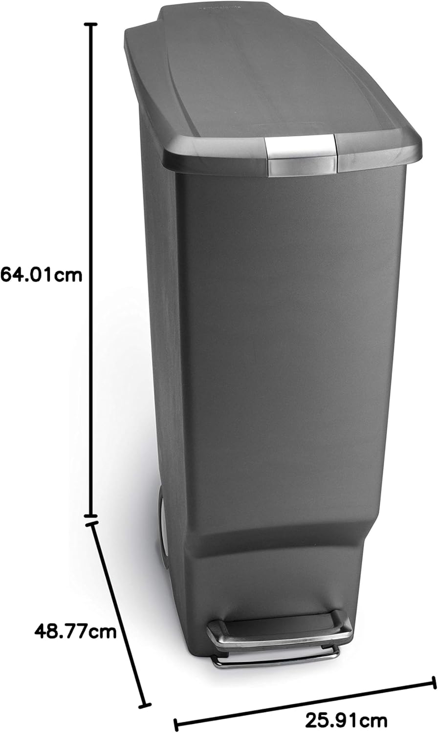 Schmaler Treteimer CW1363, 40 L — Schmaler Treteimer (Mülltrennung) Grau