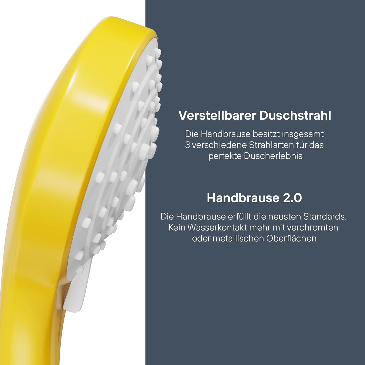 Duschkopf mit dreifach verstellbarer Handbrause, Gelb Dreifach verstellbar