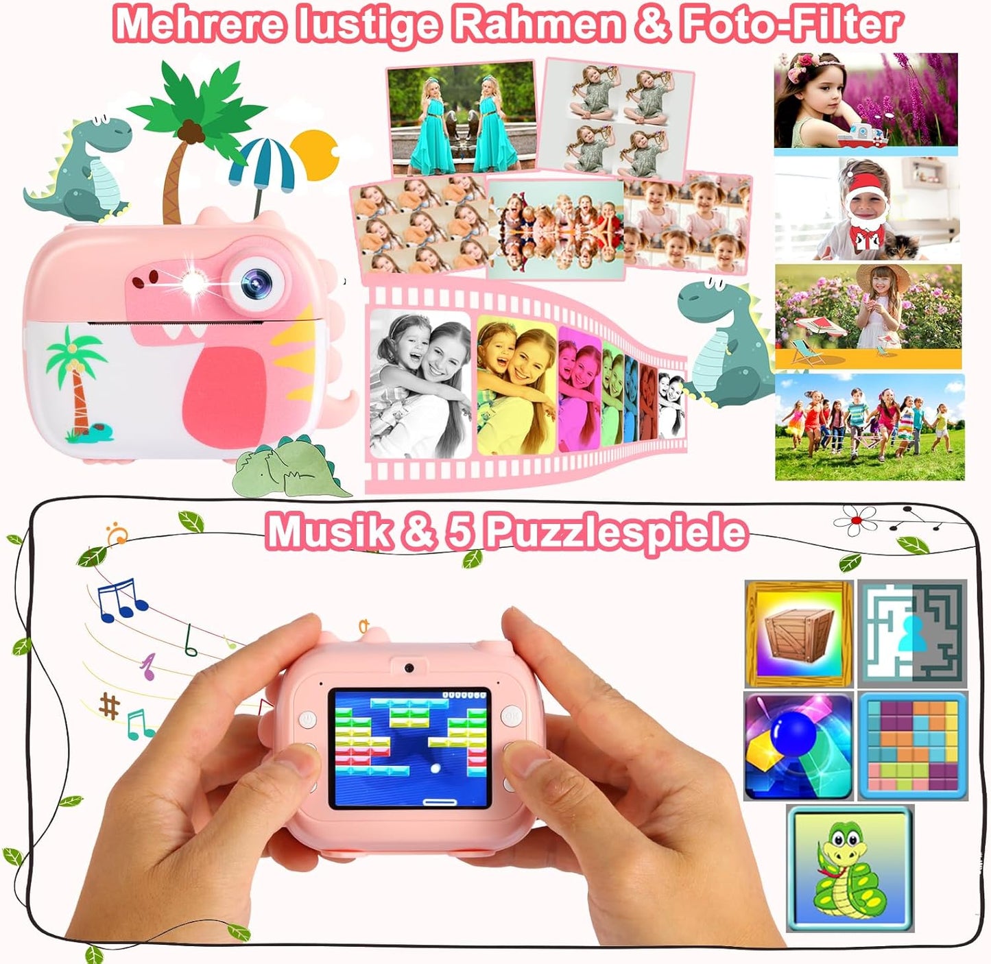 Sofortbildkamera für Kinder, Pink
