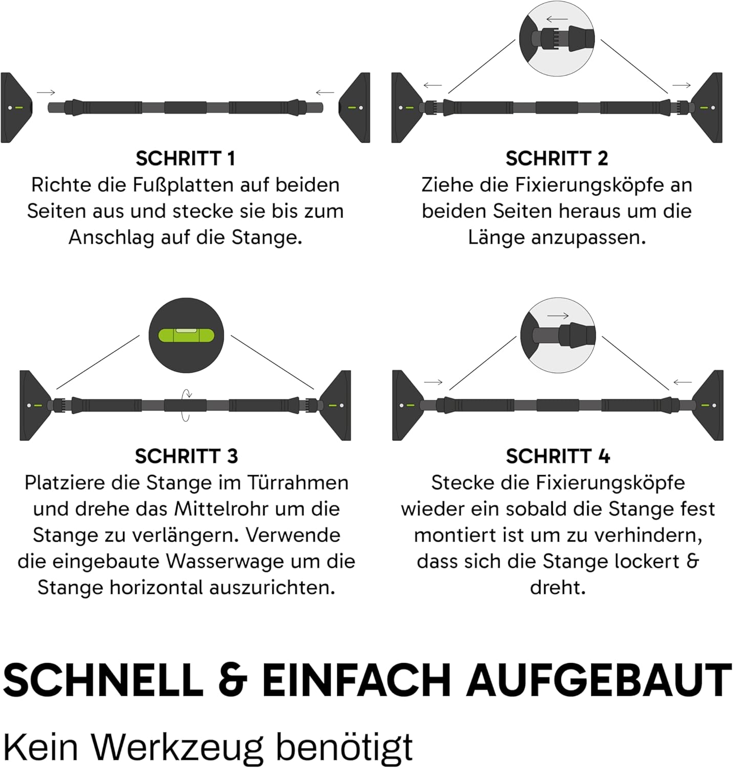 Klimmzugstange für Türrahmen bis 300kg