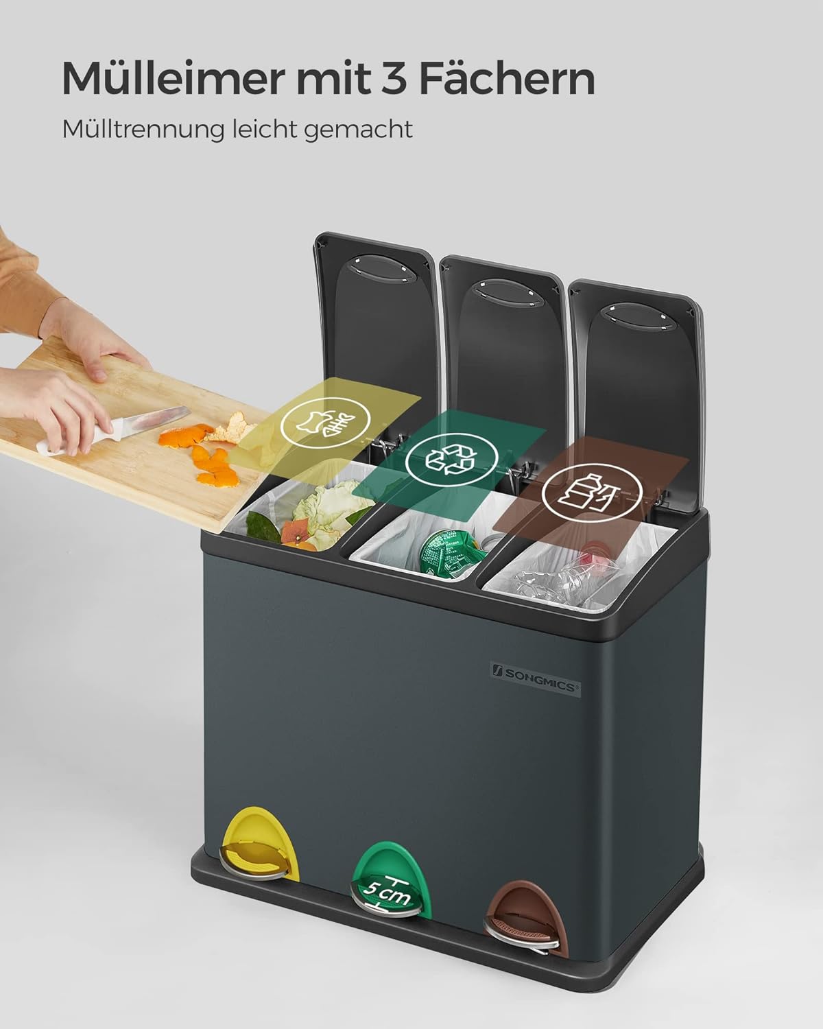 Mülltrennsystem, anthrazit
