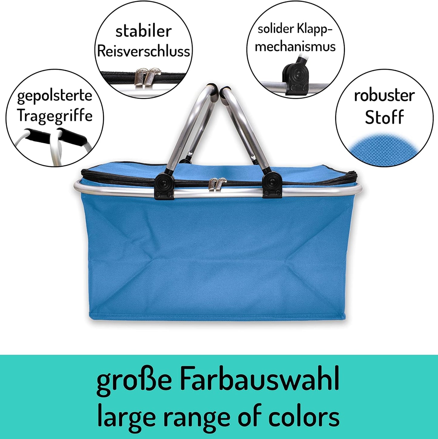 Faltbarer Isolierkorb 25L (4er-Set), Thermo - 4x Pack Hellblau