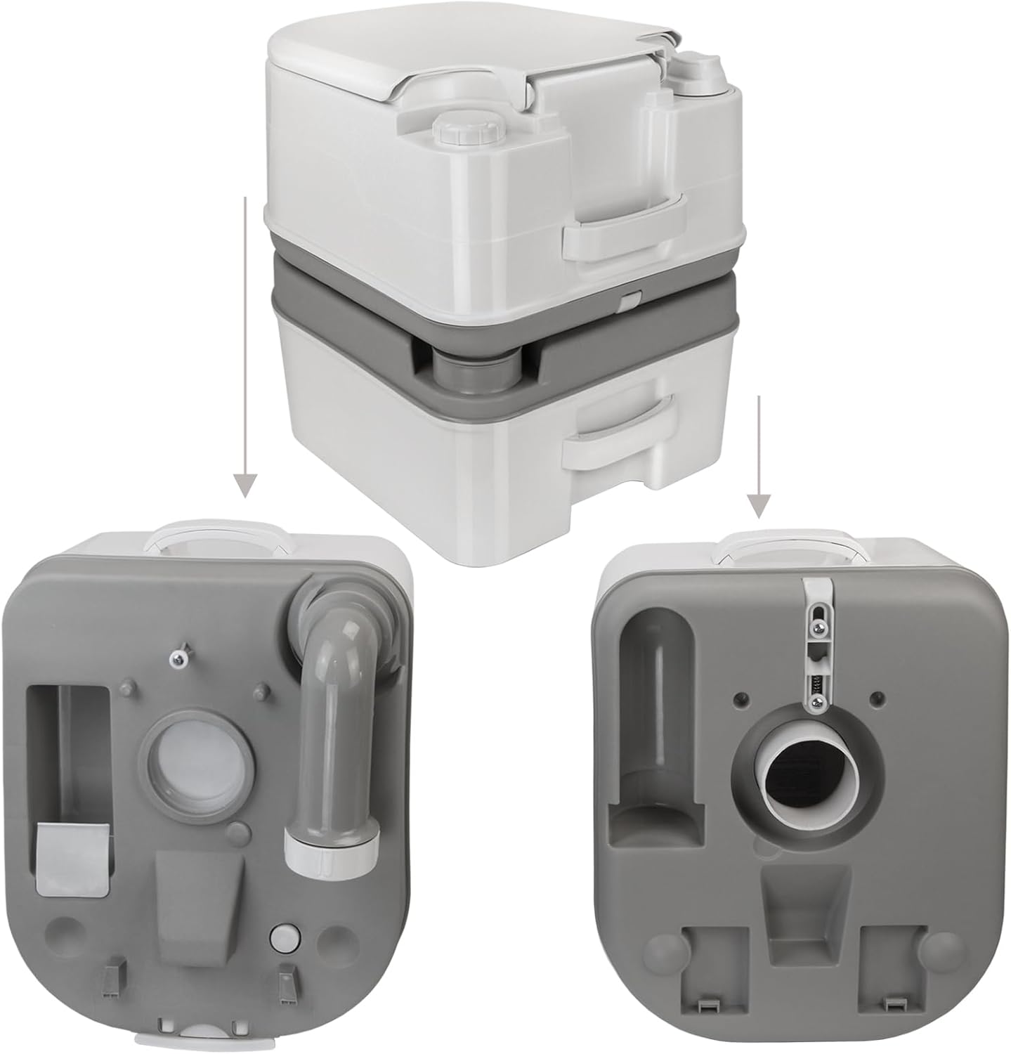 Mobile Campingtoilette mit Kolbenpumpe und Papierfach