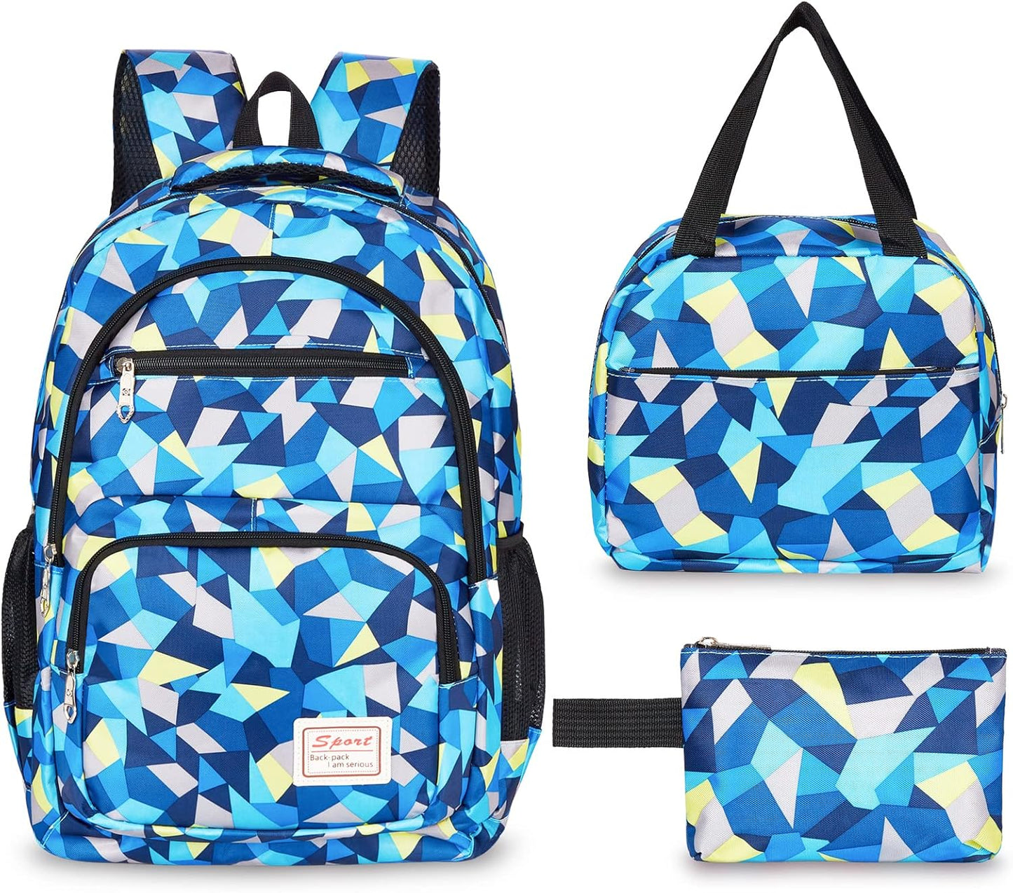 3-teiliges wasserdichtes Schulrucksack-Set, Blau