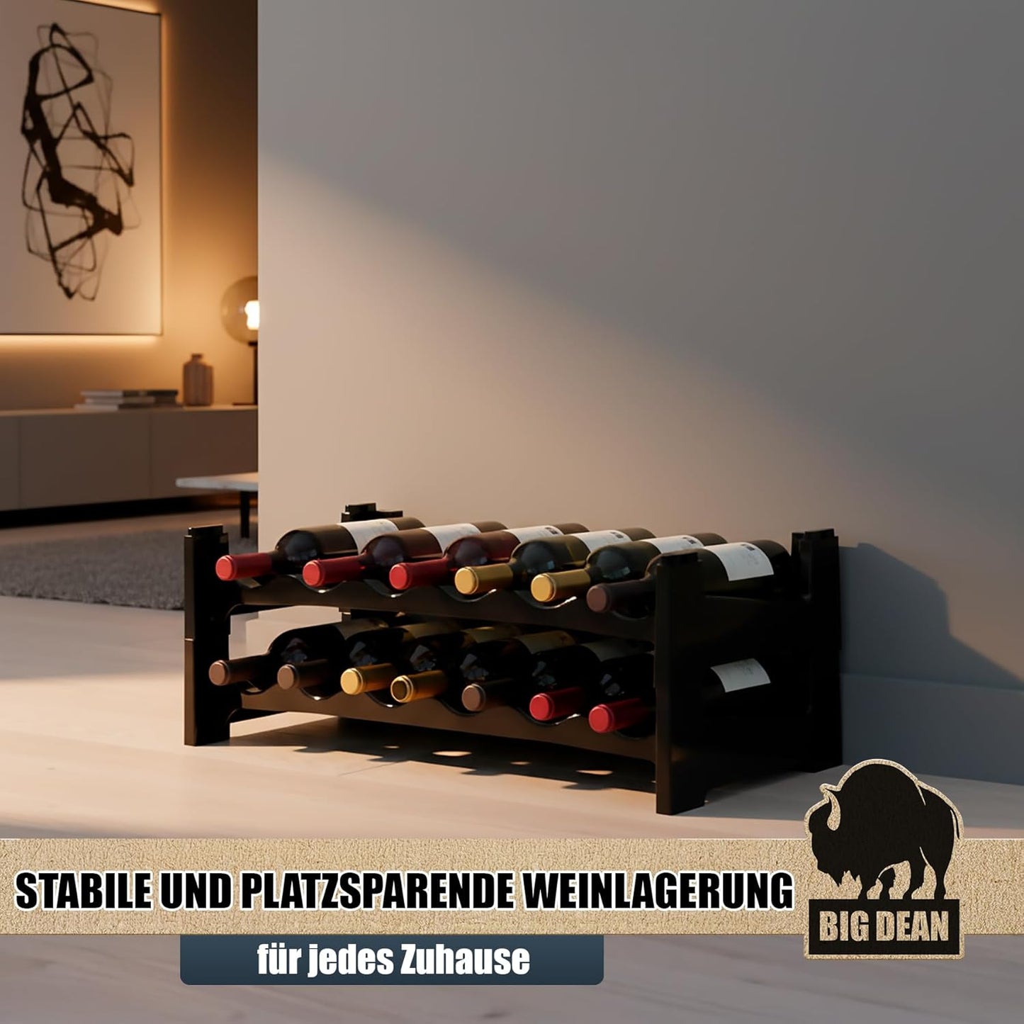 Stapelbares Flaschenregalsystem für 12 Flaschen (2 Stück), 2 Stück (12 Flaschen)