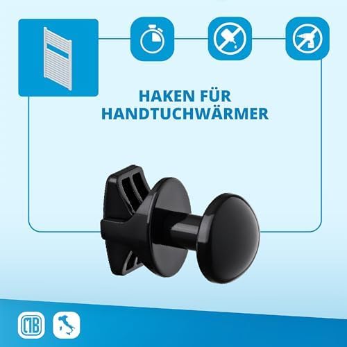 Handtuchhalter für Badheizkörper, selbstschraubend, Schwarz